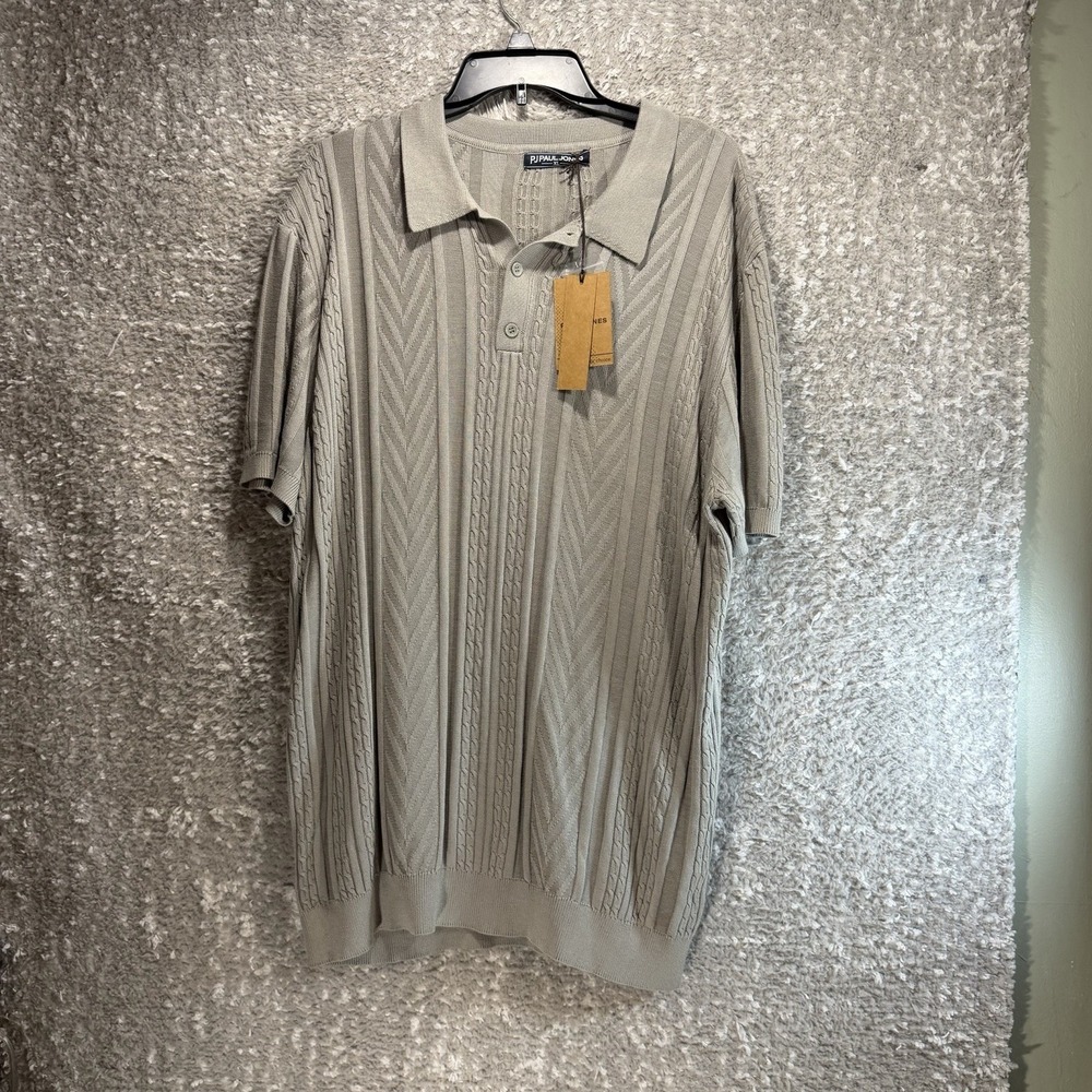 PJ Paul Jones Cable Knit Polo Shirt Short Sleeve Preppy Old Money Academia NWT
